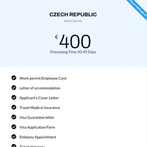 For Czech Republic Work Permit 50% Service Charge