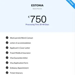 For Estonia Work Permit Full Service Charge