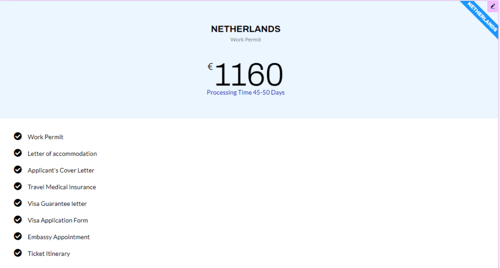 For Netherlands Work Permit Full Service Charge Prabesh Group