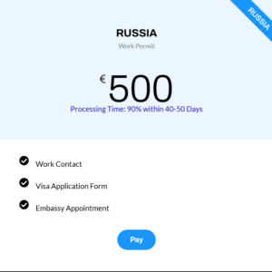 For Russia Work Permit 50% Service Charge