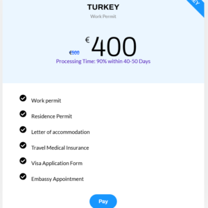 Turkey Work Permit 50% Service Charge