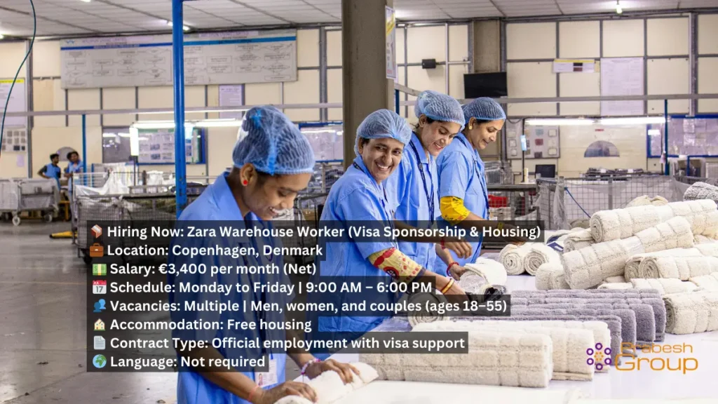 Zara Warehouse Worker – Copenhagen Denmark Visa Sponsorship Housing