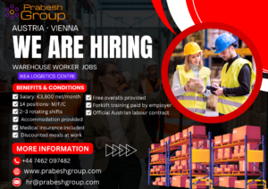 14 warehouse jobs in Vienna Austria no experience — IKEA packer positions (M/F) paying €3,800/month, posted by Prabesh Group