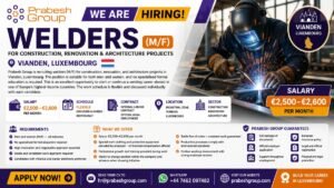Welder jobs in Luxembourg (Vianden)- €2,500–€2,600month, MF welcome, flexible schedule