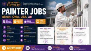 Painter jobs in USA with accommodation — painting positions in Akron Ohio paying 5000month with free housing and transport posted by Prabesh Group