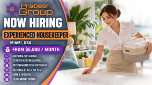 Housekeeper jobs in Miami USA — experienced Russian-speaking housekeeper for a private family home paying from $5,000month, posted by Prabesh Group