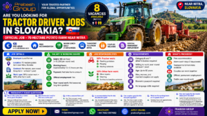 Tractor driver and farm worker jobs in Slovakia — potato farm near Nitra paying €6hour (~€1,200month net) with free housing and daily lunch, posted by Prabesh Group