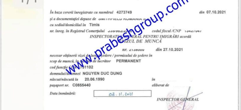 Romania Work Permit