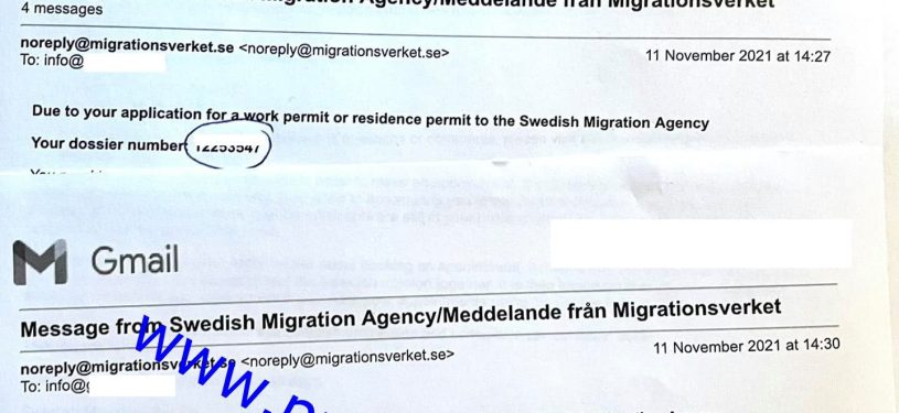 Sweden work permit application submited